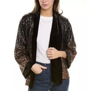 Johnny Was Dorian Sequin Kimono Jacket Women's Black NWT New Black bronze M